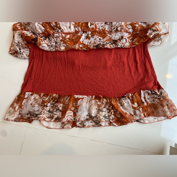 Knee length rust lined flow dress Med - Picture 4 of 5